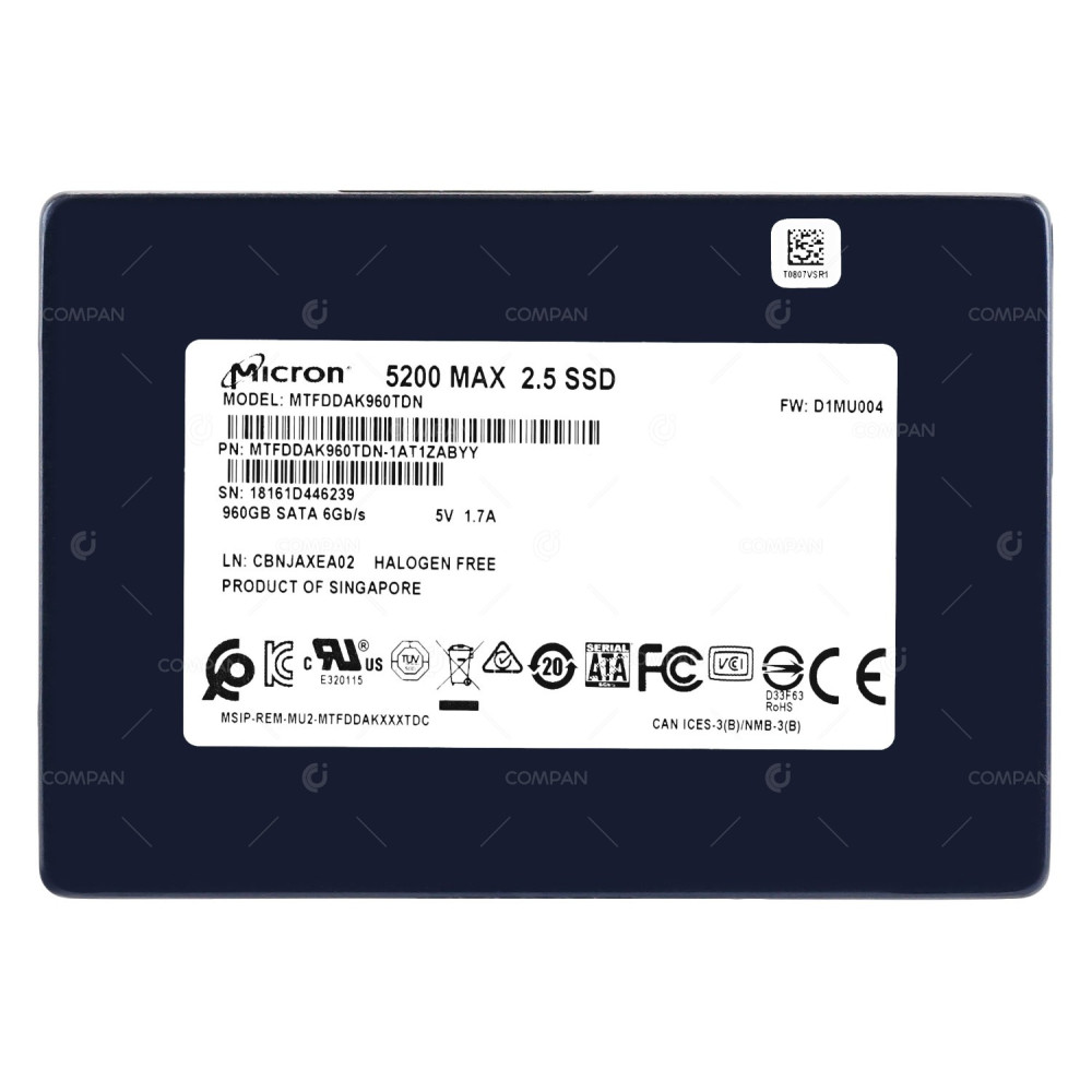 MTFDDAK960TDN MICRON SSD 5200 MAX 960GB SATA 6G 2.5" SFF